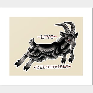 Black Phillip "LIVE DELICIOUSLY" Posters and Art